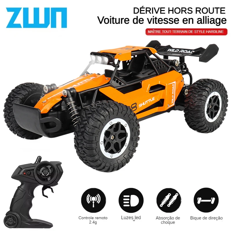Zwn 1:16/1:20 2.4g modelo de carro rc com luz led 2wd veículo de escalada de controle remoto off-road carros ao ar livre brinquedo presentes para crianças