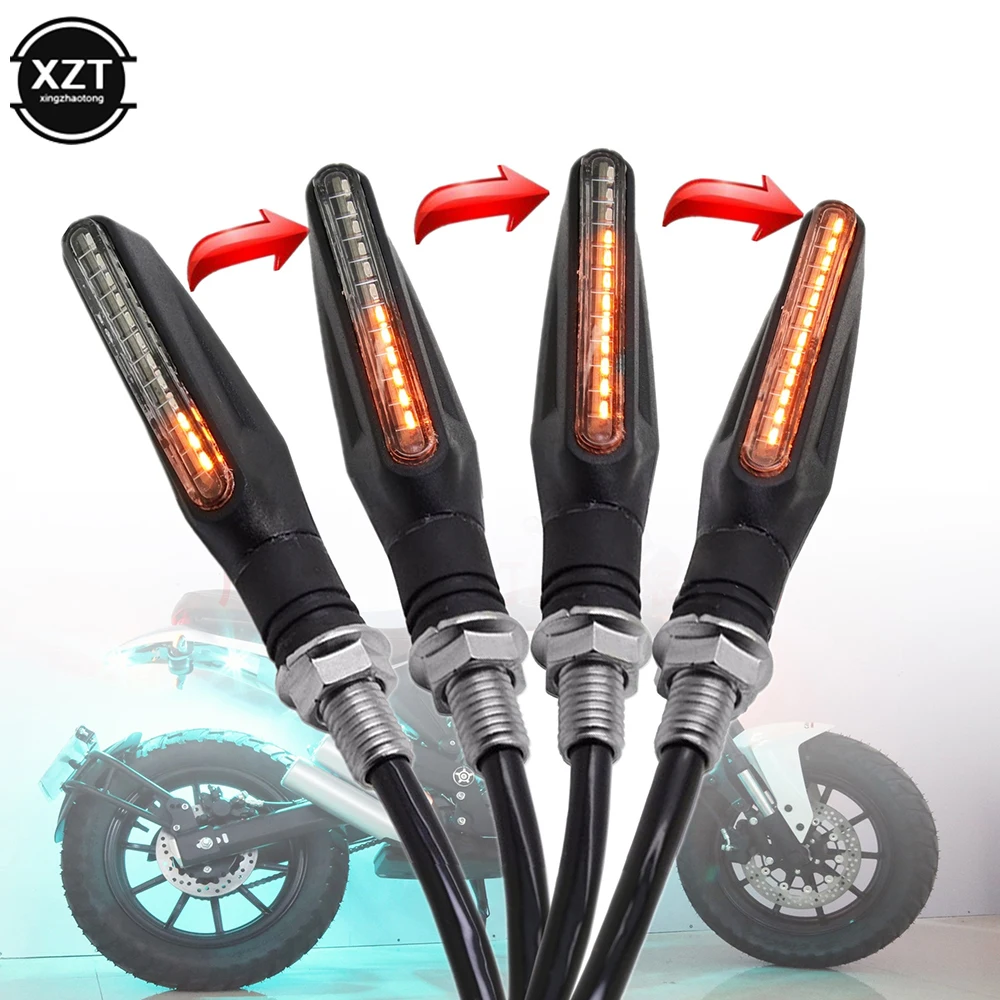 2PC Universal LED Motorcycle Turn Signal Light 12v IP68 Waterproof Amber Flasher Indicator Blinker Rear Lights Lamp Accessories