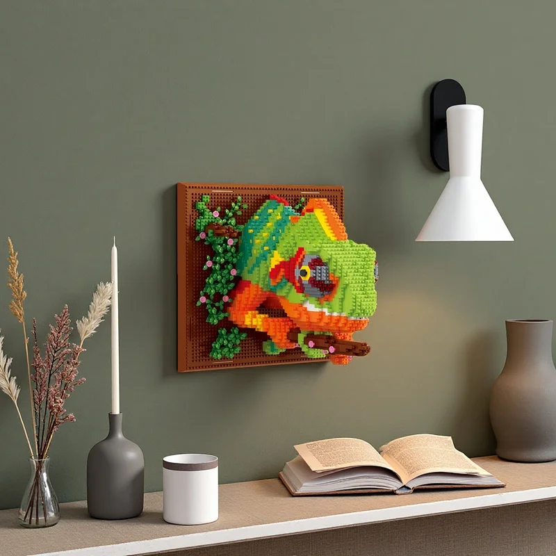 Jouet de bloc de construction caméléon, peut être mural ou placé sur un bureau, assemblage amusant pour adultes, Saint-Valentin, cadeau d'anniversaire