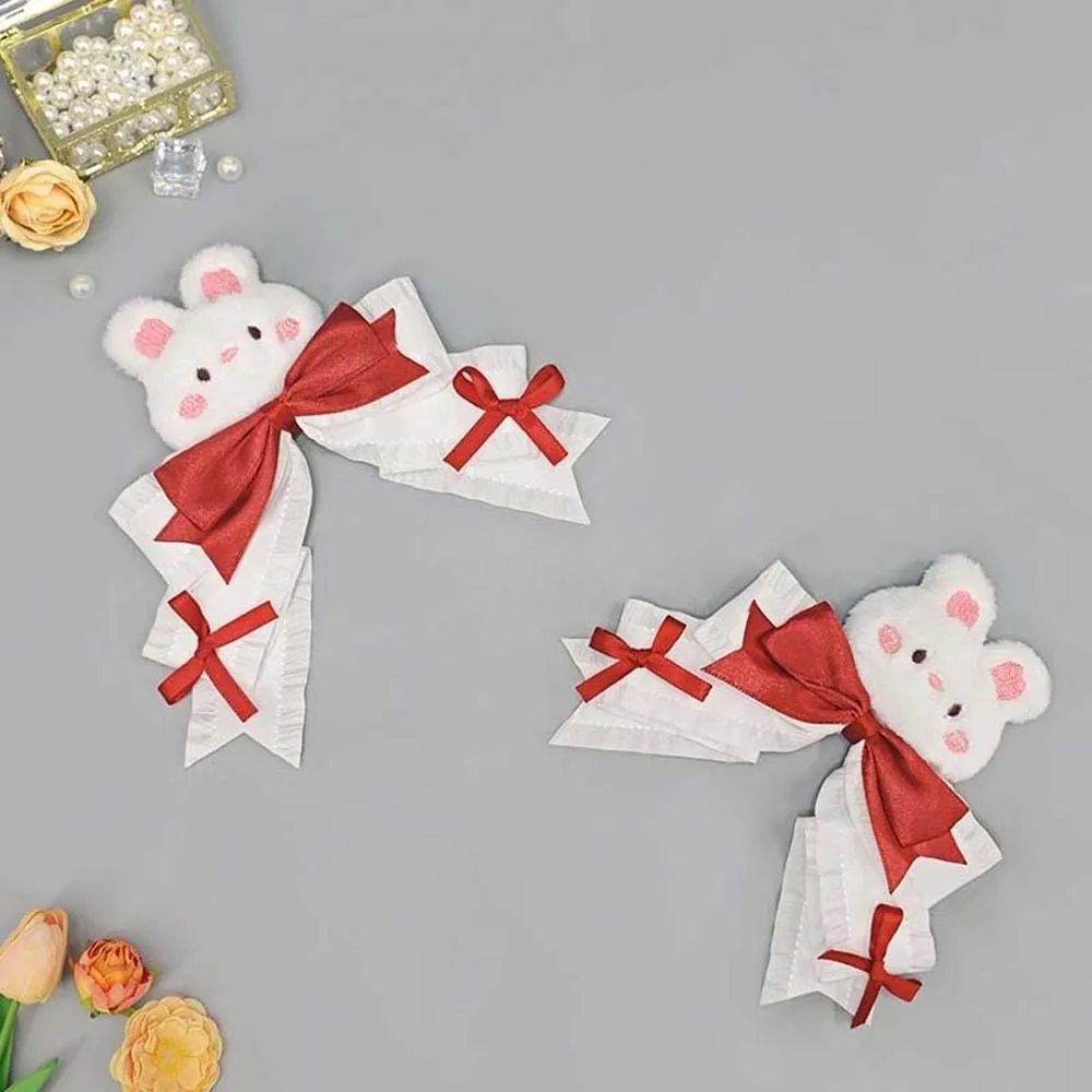 

1 Pair Y2K Lolita Hair Clips Cartoon Animal Gothic Style Satin Bow Hairpins Handmade Japanese Style Lolita Girls Barrettes