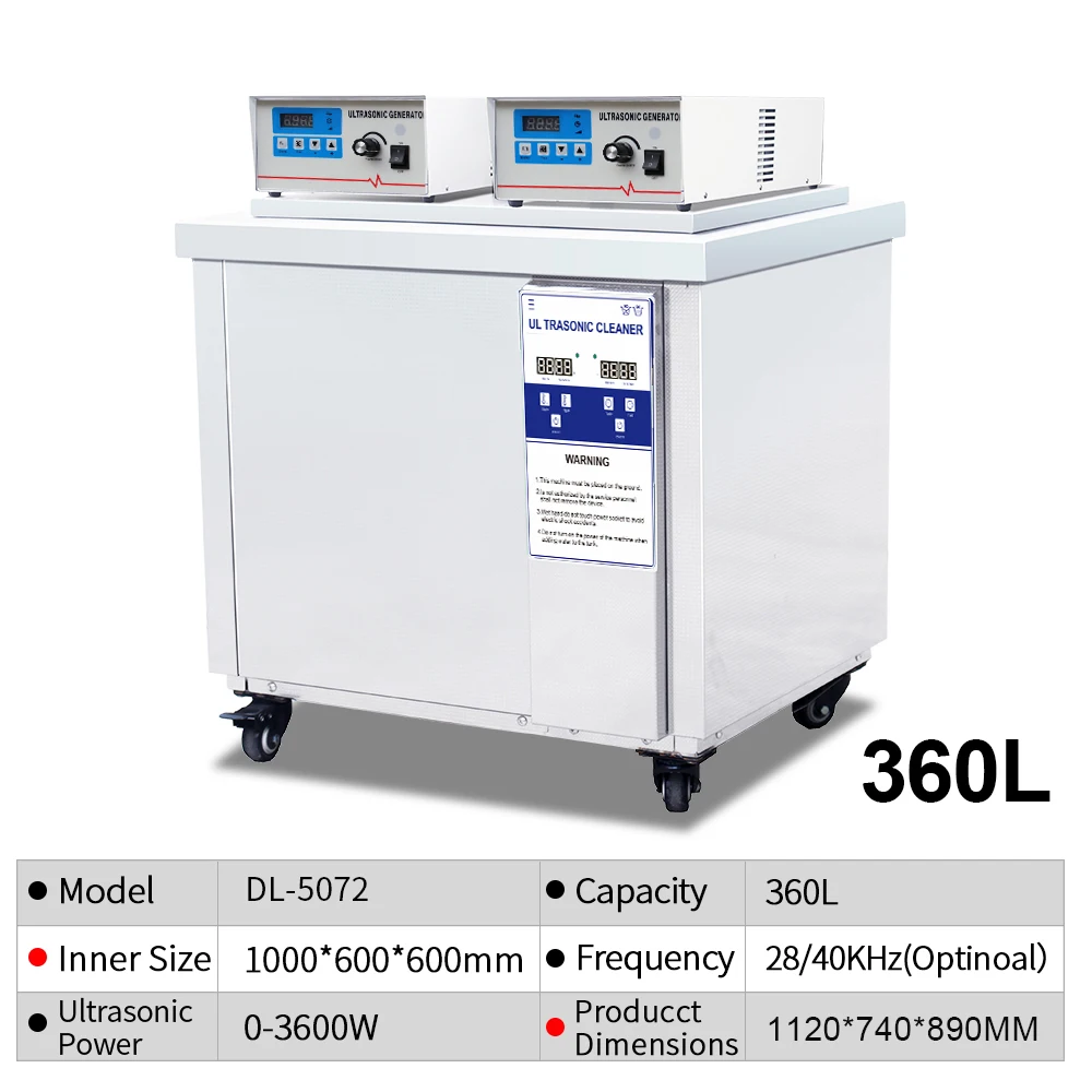 360 Liters Filtration Bath Kitchen Restaurant Dishes Industrial Ultrasonic Cleaner Oil Equipment Tank Cleaning Solution Device