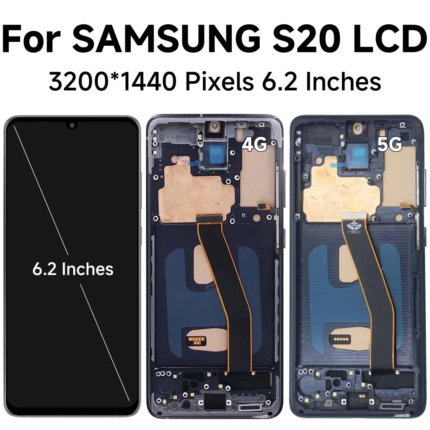 TFT S20 4G Screen For Samsung Galaxy S20 5G LCD Display G980 SM-G980F/DS Touch Panel Digitizer Assembly Replacement with Frame