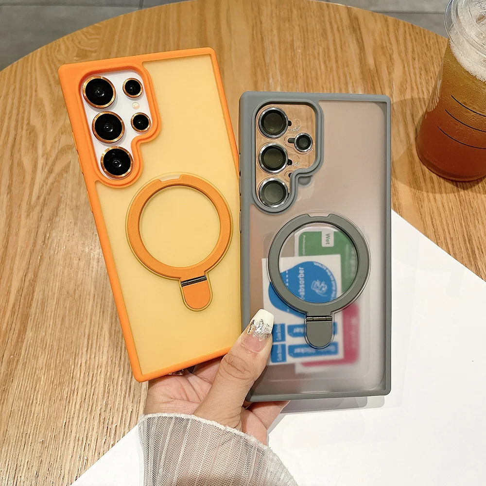 Luxury Magnetic Lens Protector Phone Case For Samsung S26 Ultra Galaxy S25 Plus S24  S26Ultra S25Ultra Shockproof Cover Funda