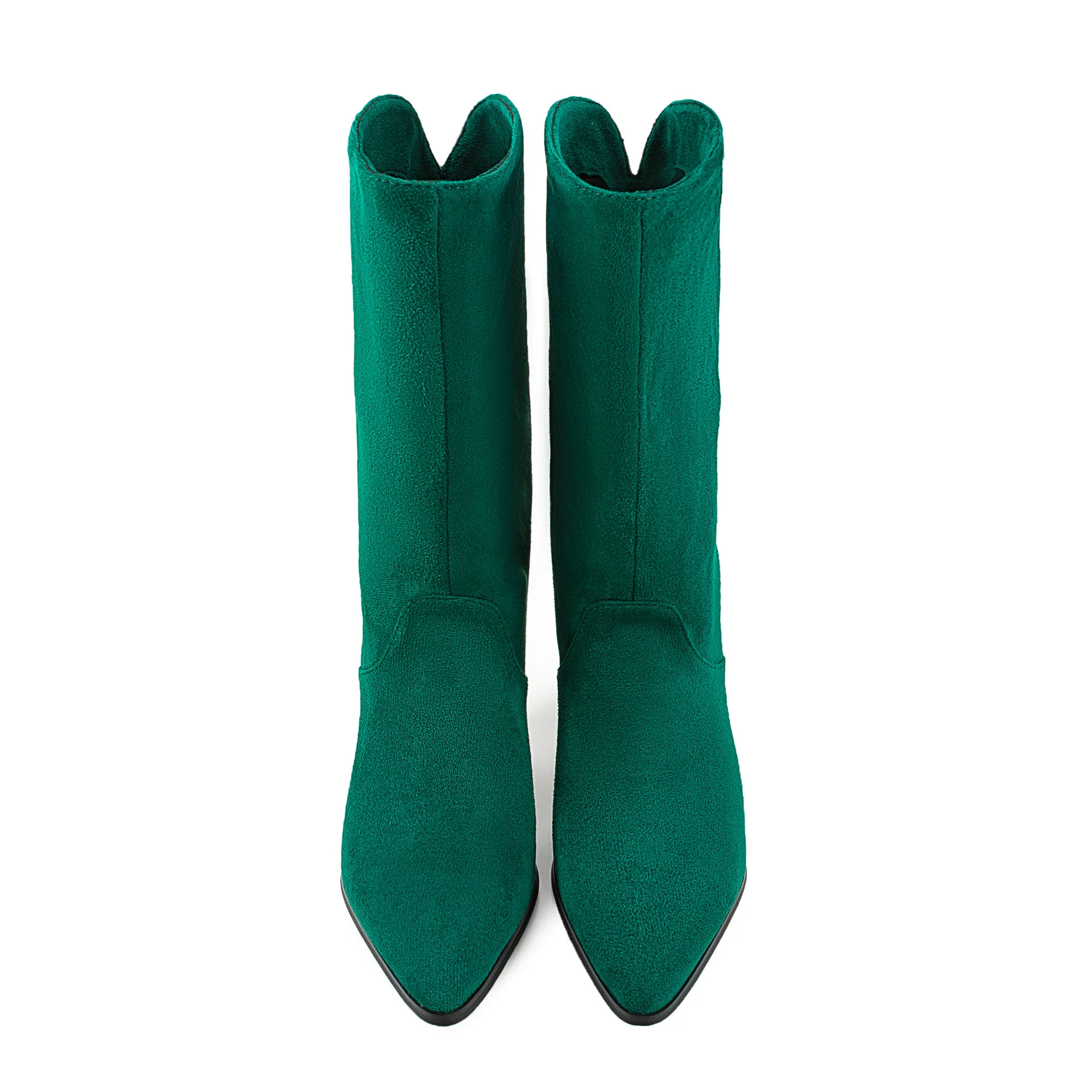 Pointed Toe Spiked High Heels Women Boots Suede Leather Botines Runway Brand Shoes Pumps Cowboy Boots Motorcycle Botas Femininas