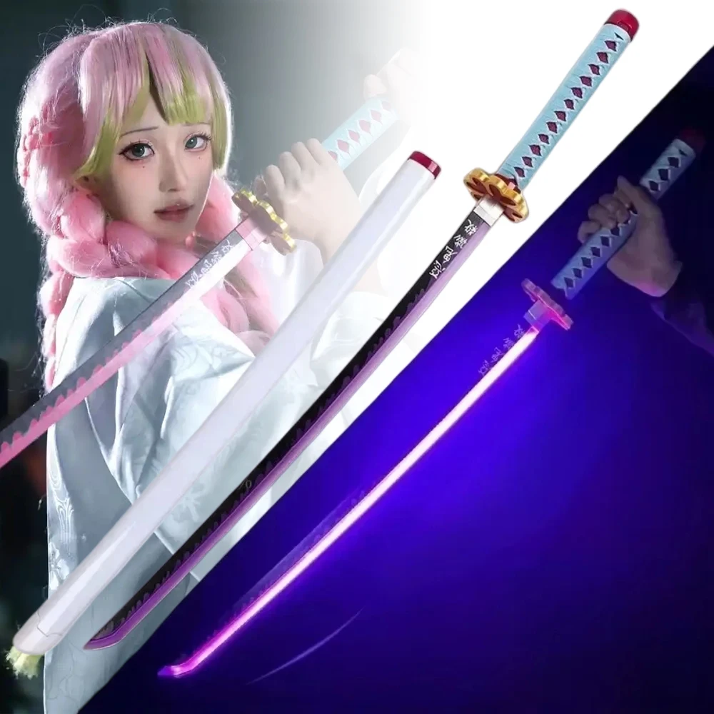 31/40 pulgadas Glow Demon Slayer Katana madera Mitsuri espada Anime Kimetsu No Yaiba Cosplay tamaño Real japonés Katana Samurai Lightsabre