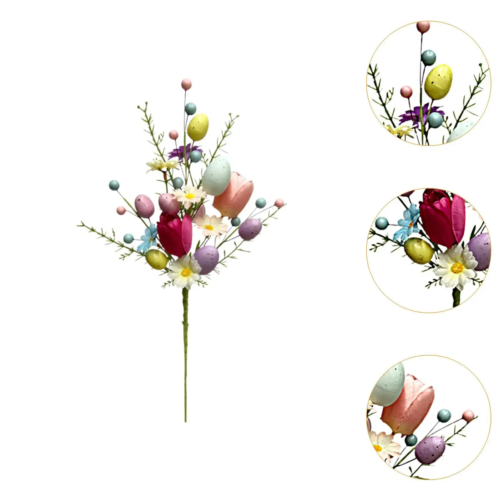 Easter Egg Stem Flower Pick Twig Easter Decoration Branch Fake Eggs for Vase