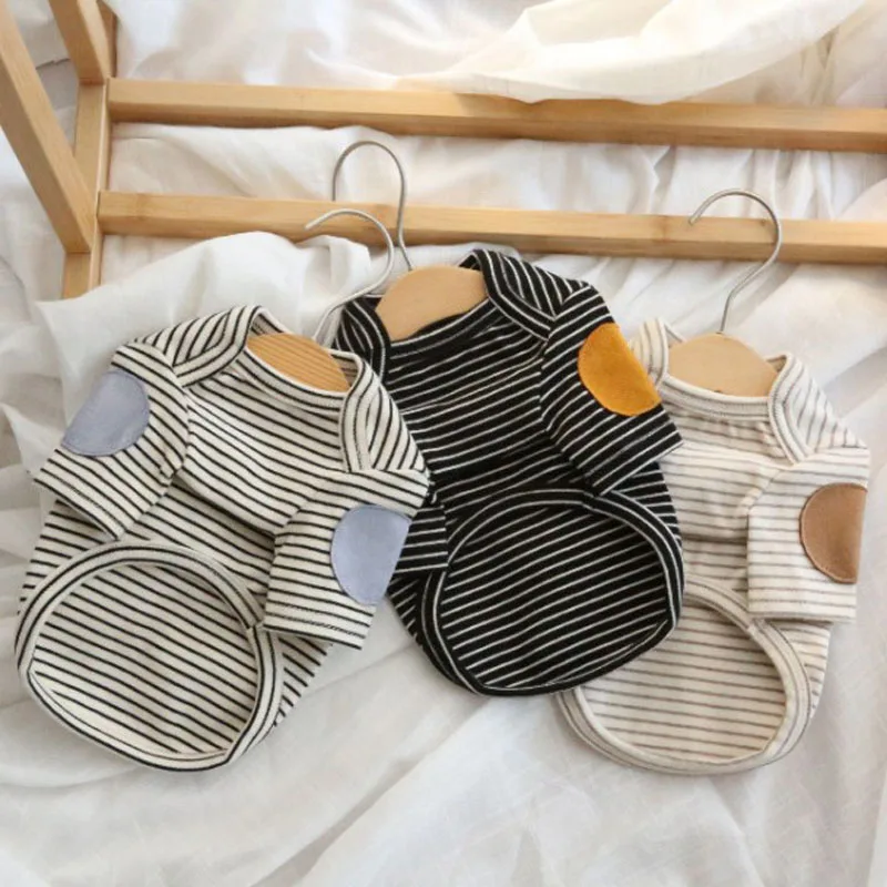 

Dog Clothes Strips Hoodie TShirt Black Brown Beige Clothing For Small Dog Dachshund York Clothing Puppy Base Shirt Sweatshirt XS