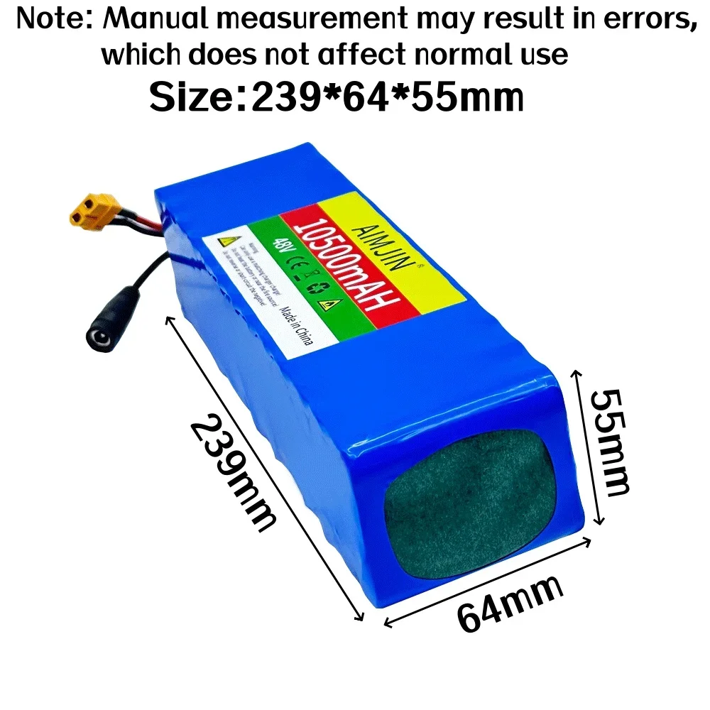 Original 48V Rechargeable battery 48V 10.5Ah 1000W 13S3P 18650 lithium-ion battery pack for 54.6V electric scooters with BMS