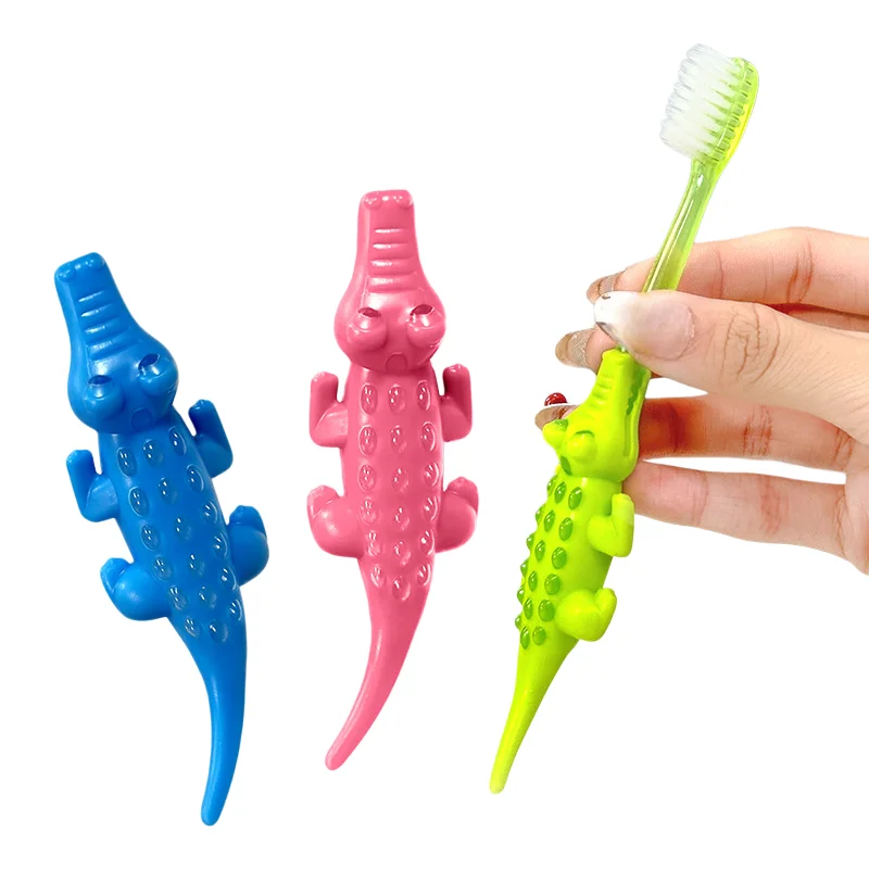 4Pcs Kids Toothbrush Soft Bristle Toothbrush Cute Cartoon Crocodile Handle Brush Oral Care Cleaning Brush for Kids