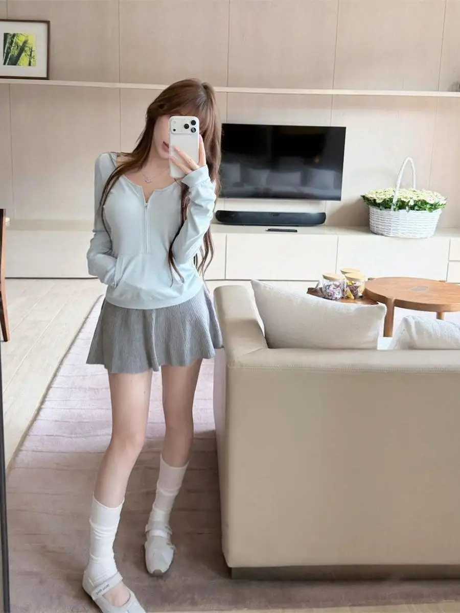 Elegant High Waist  Skirt  Color Versatile Casual Style Lengthening Legs Basic Umbrella Skirt for Young Women