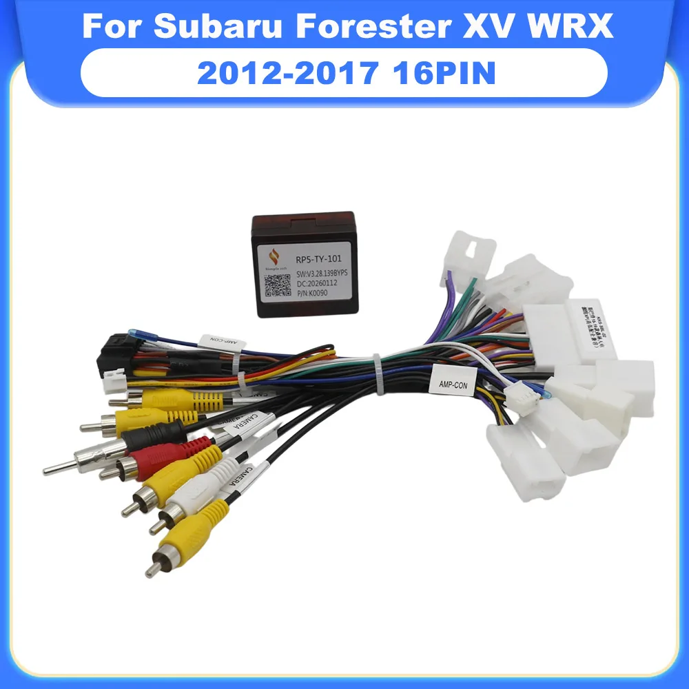 Canbus Box Decoder 16 Pin Car Wiring Harness Power Cable Adapter For Subaru Forester XV WRX 2012-2017 Android Stereo
