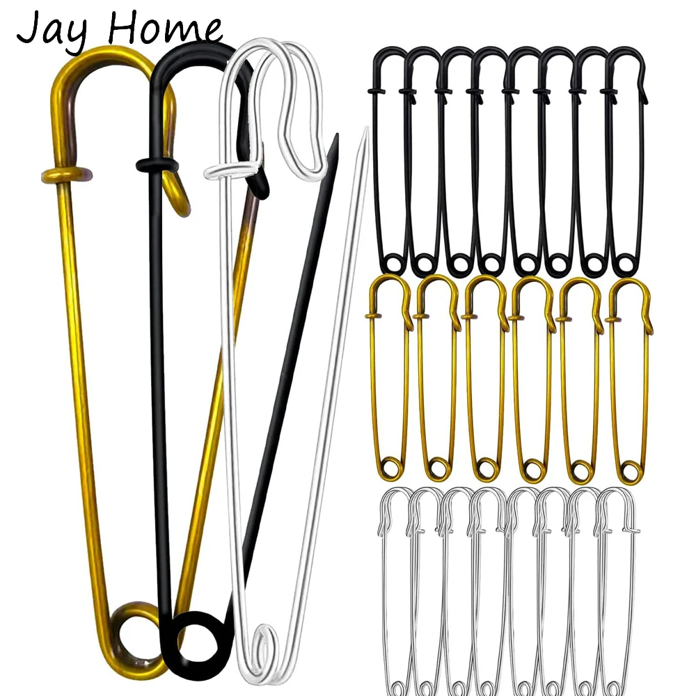 15PCS Large Safety Pin 75MM Heavy Duty Blanket Pins Steel Spring Lock Pins Strong & Sturdy Bulk Pins for Blankets Skirts Crafts