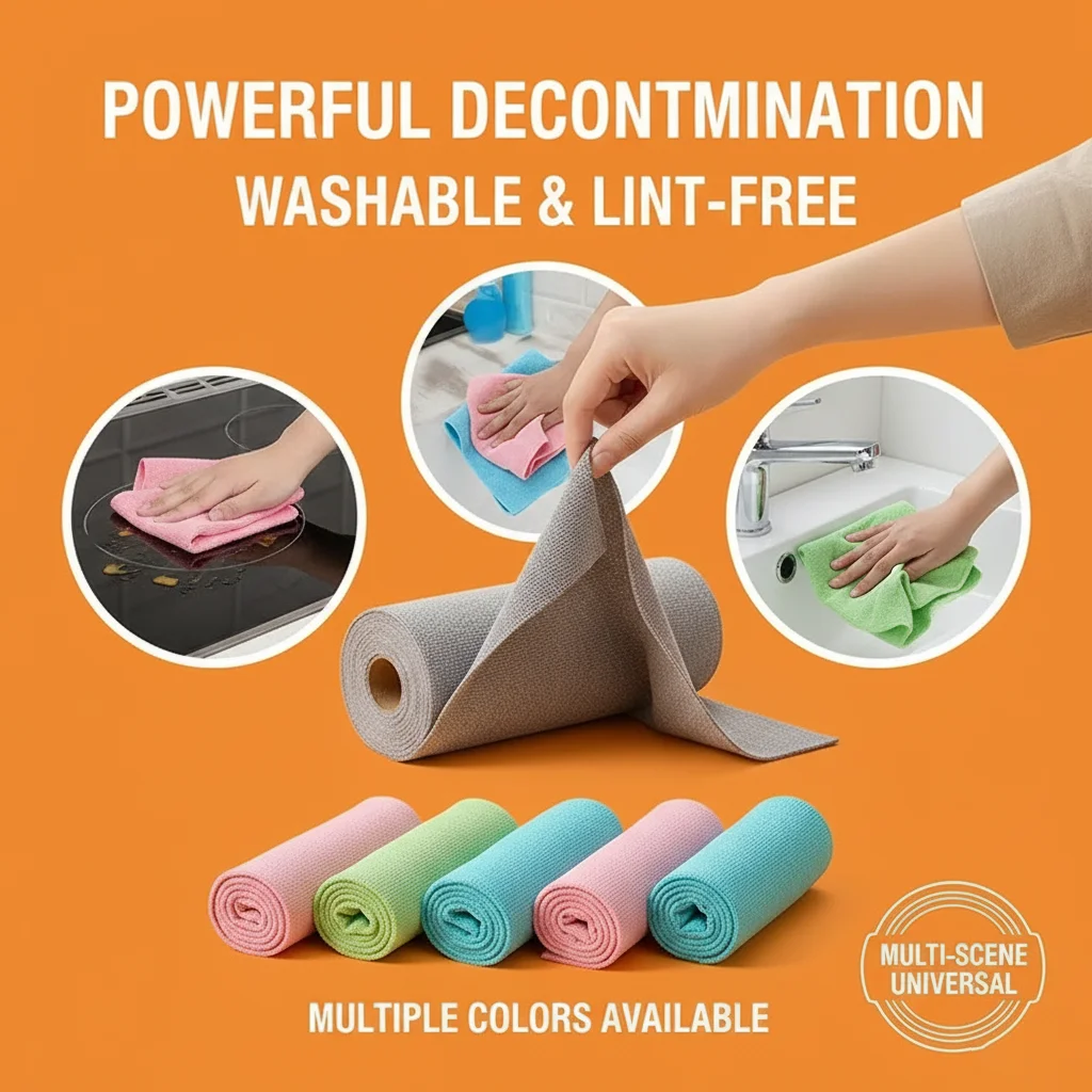 

Рулонные полотенца для уборки дома и кухни: отрывные, портативные, многоразовые, для сухой и влажной уборки, из ультратонкого волокна, в рулонной упаковке