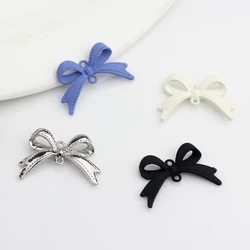 Zinc Alloy Metal Color Black Spray Paint Mini Bow-knot Charms Connector 10PCS For DIY Jewelry Findings Accessories wholesale
