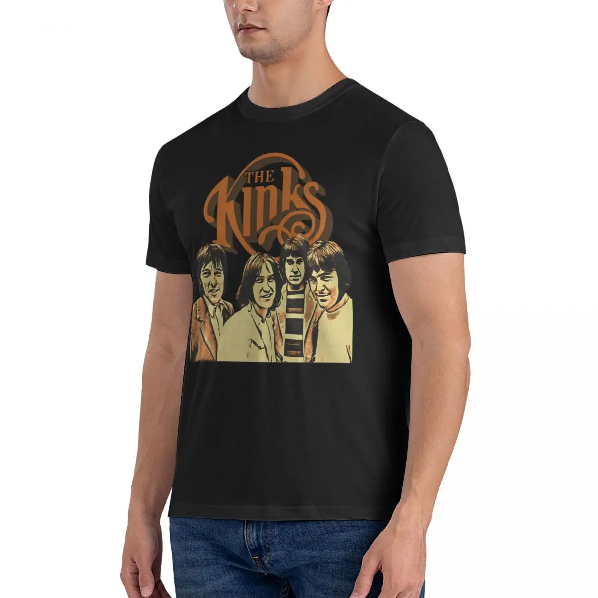 Men Full Team English Rock Band T Shirt The Kinks 100% Cotton Tops Leisure Short Sleeve Crewneck Tee Shirt Gift Idea T-Shirt