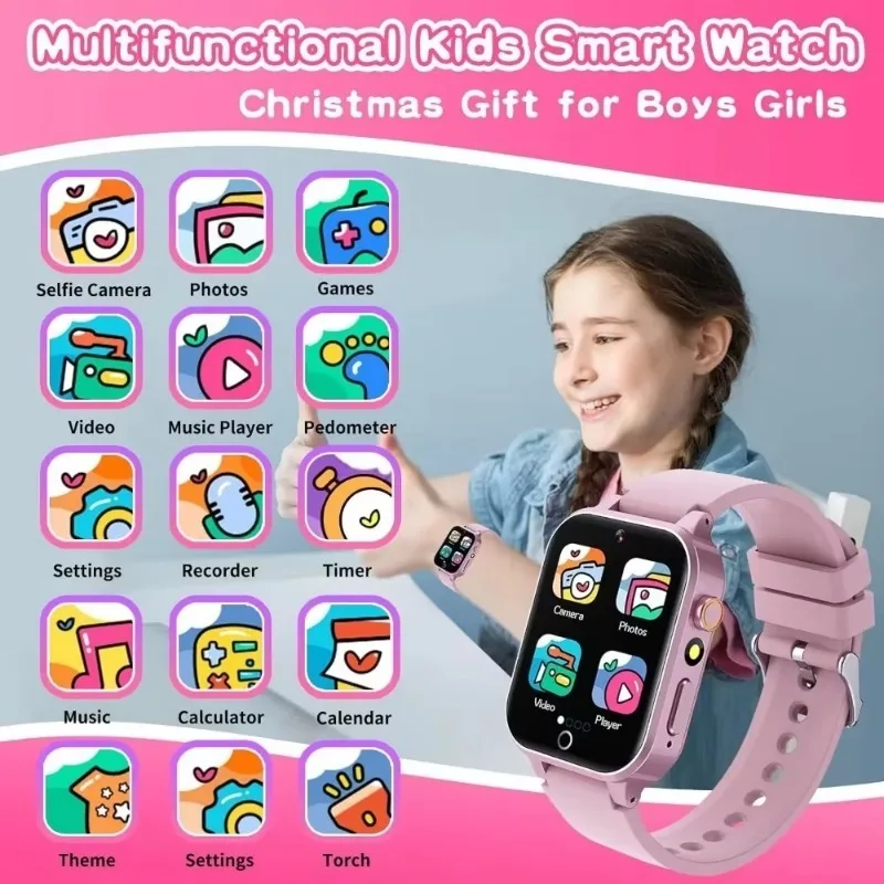 Smartwatch for Children Ages 4-12 – 26 Puzzle Games, MP3 Player, Pedometer & Flashlight – Fun & Educational Gift for Boys Girls