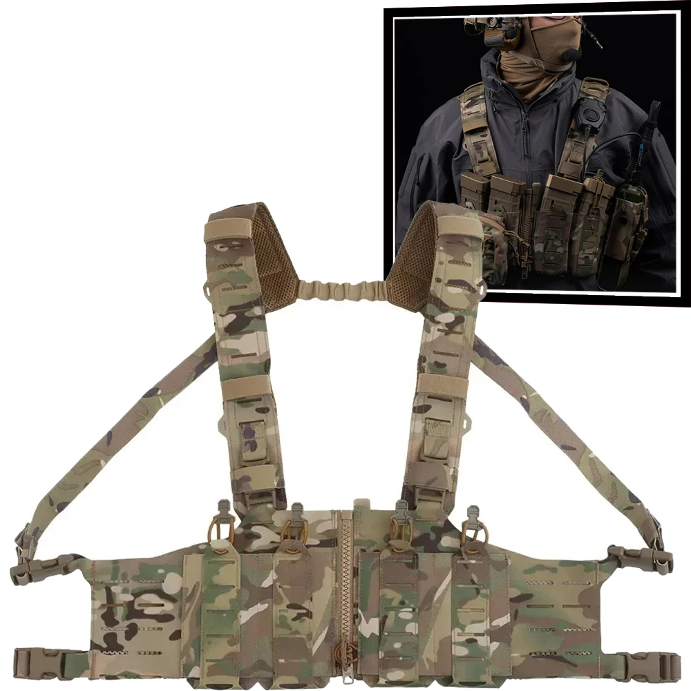 

Tactical Lightweight SF Chest Rig Zipper Connection NOLLE Hunting Vest with M4 AR Magazine Pouch Hunting Shooting Chest Rig Vest