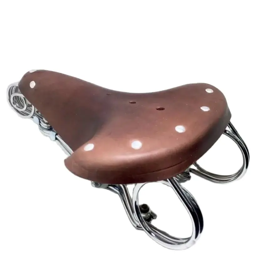 

Vintage Bicycle Saddle Genuine Leather Cushion Old Circle Spring Bike Saddle Elephant Cowhide