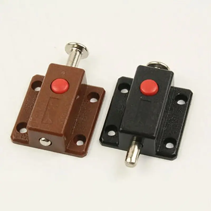 Window Cabinet Push Button Plastic Spring Load Automatic Door Bolt Latches Lock for Wooden Cupboard Wardrobe Doors Gates pasador
