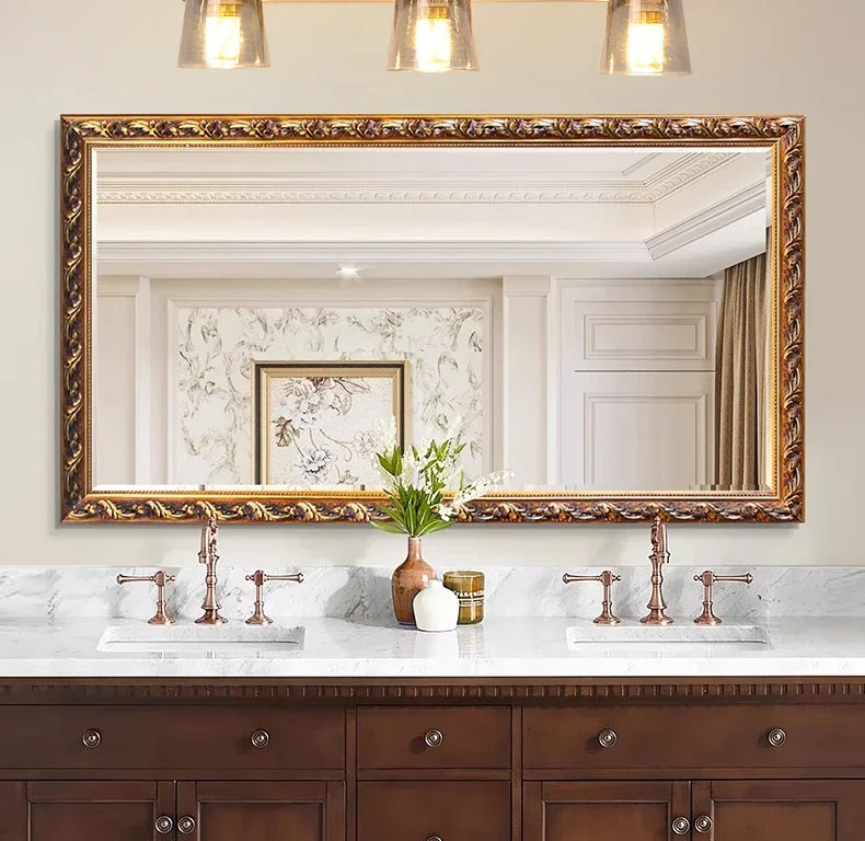 Europe Vintage Bronze Wall Light 320mm Trumpet Glass Shade Bedroom Bathroom Toilet Makeup Mirror Front Lamp E14 Bulb Replacable