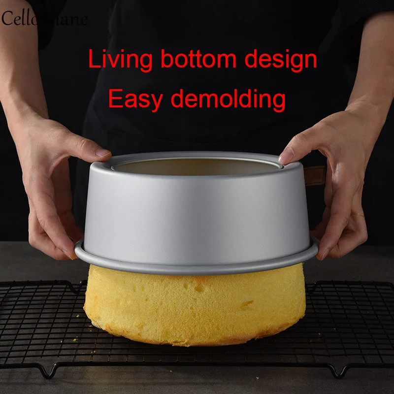 Aluminum Alloy Round Cake Mold 4/6/8/10 Inch Removable Bottom Nonstick Birthday Cake Baking Pan Anode Live Bottom Cake Tool Mold