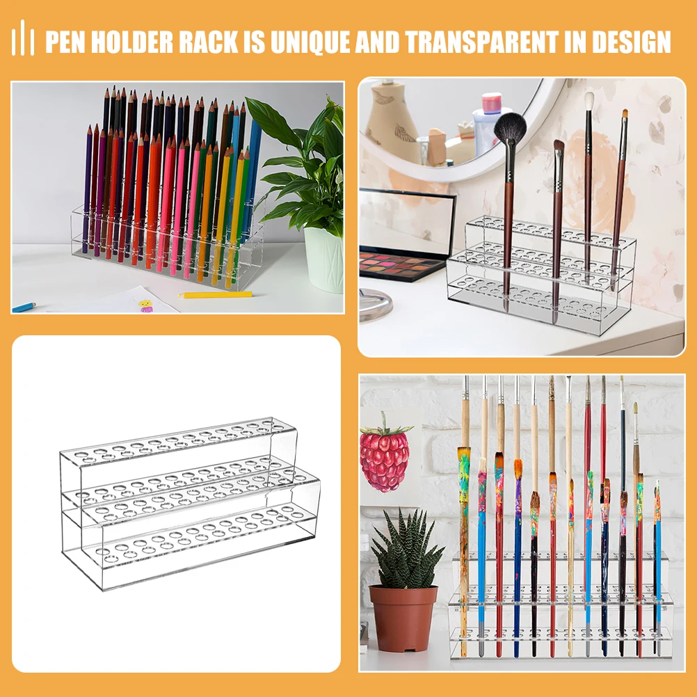 

2pcs Box Clear Rack Table Pen Stand Organizer Pen Stand For Home Display Home Office Desk Neat Plastic