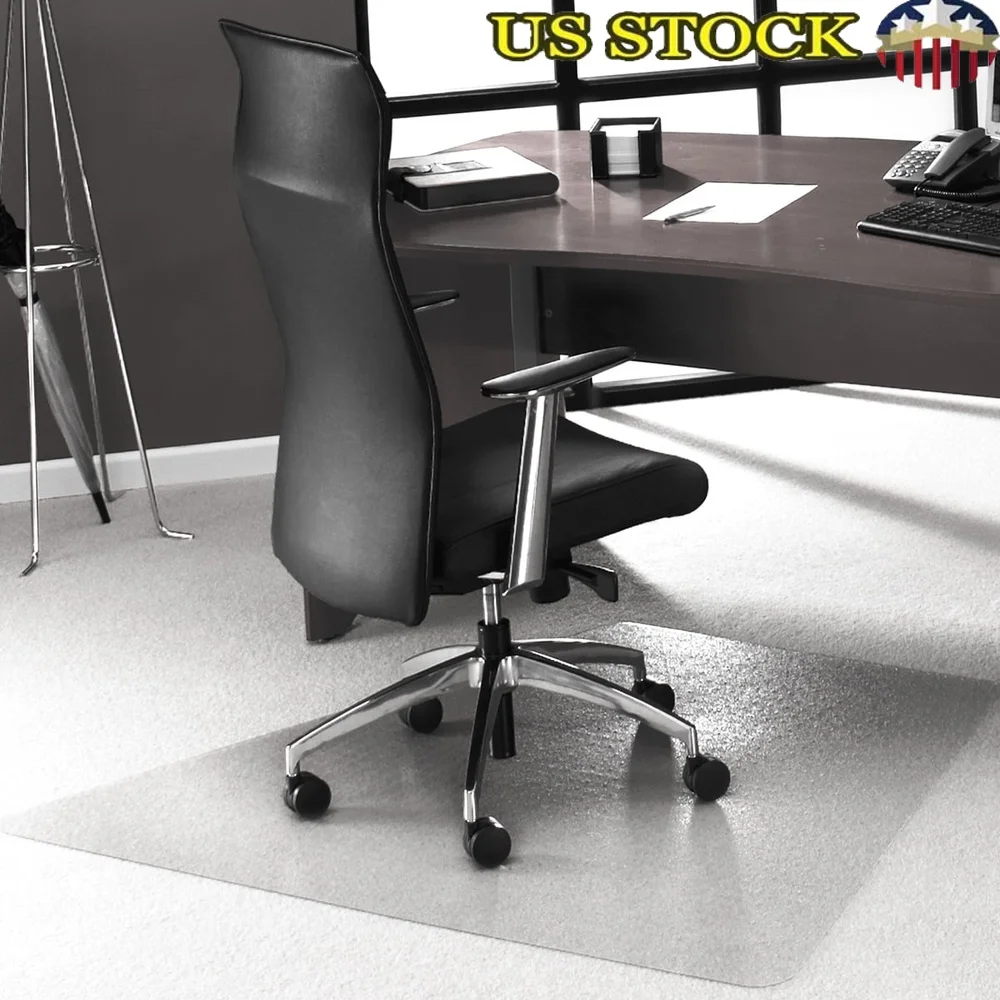 

Clear Polycarbonate Corner Workstation Chair Mat 48x60 Carpet Protection Ergonomic Easy Glide Durable Eco-Friendly Safe