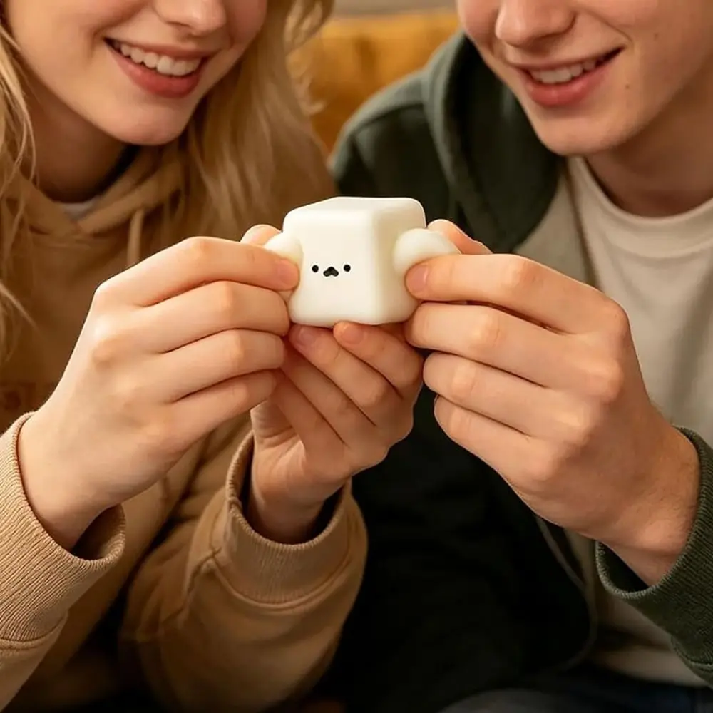 Reusable Ultra Soft Tofu Squeeze Toy Slow Rising Moldable Fidget Toy Seal Expression Square Anxiety Relief Toy Kids&Adult