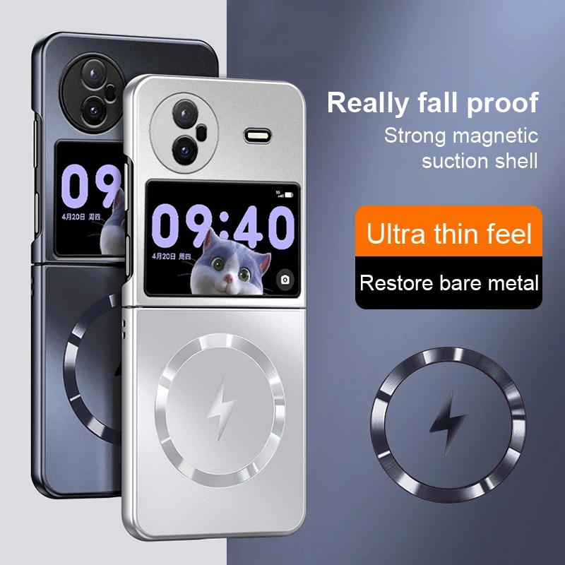 

Magnetic Luxury AG Matte Case For vivo X Flip XFlip For Magsafe Anti-fingerprint Protector Wireless Charge Back Cover