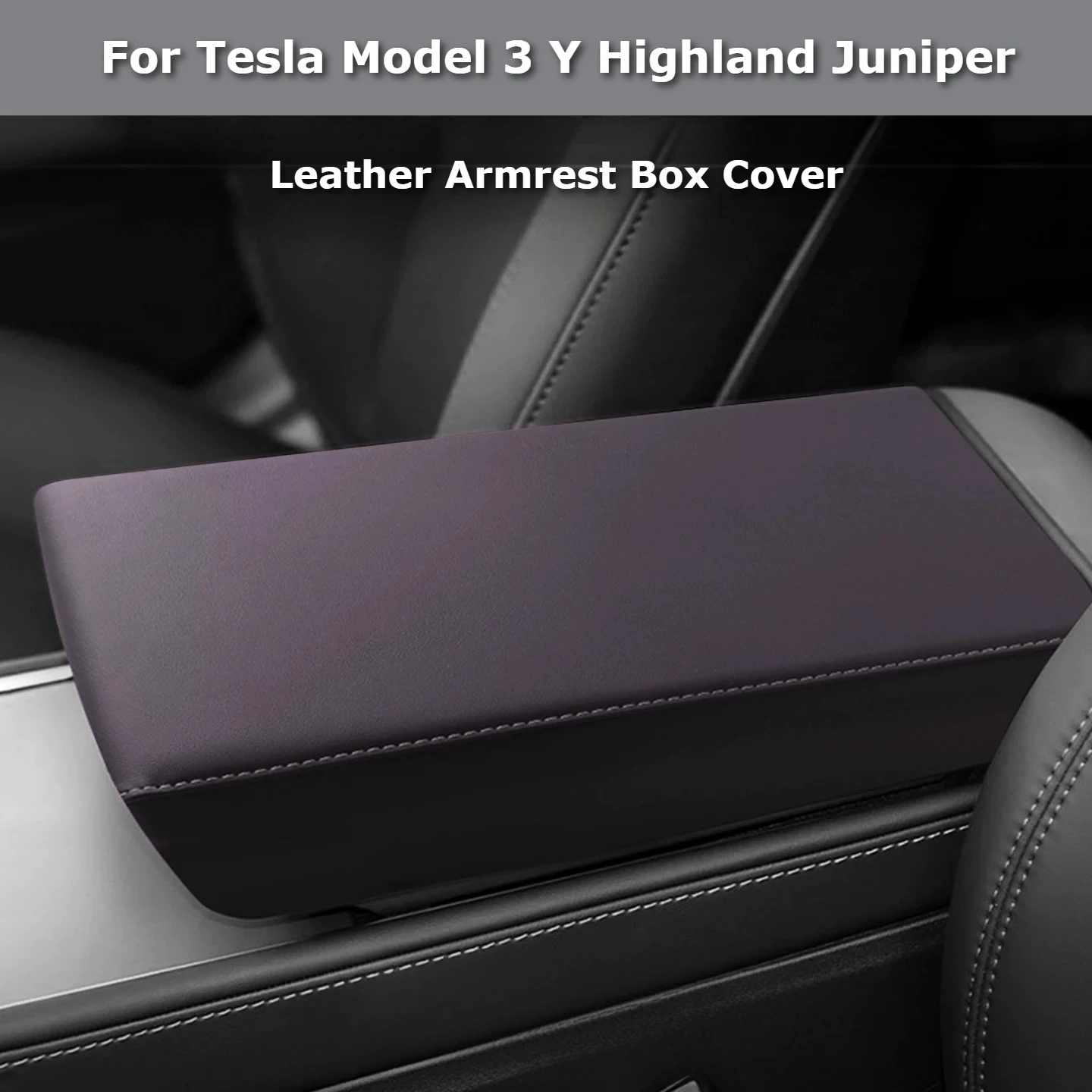 For Tesla Model 3 Highland Model Y Juniper Original Leather Armrest Box Cover Center Console Protector Interior Accessories