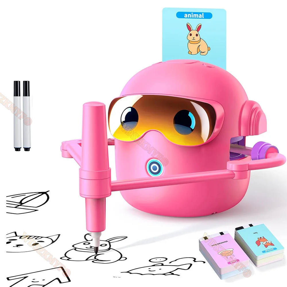 LTFIOON Robot Qui Dessine Tout Seul, Robot de Dessin pour Enfants avec 100 Cartes, Robots Dessinateur Enfant, Jouet éducatif interactif Magic Drawing Robots pour Garçons Filles (Blau