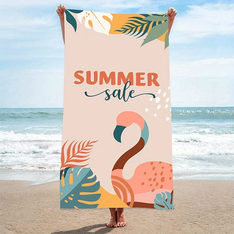 

Beach Towel Summer Flamingo And Leaves Pattern Sun Protection Windproof Suitable For Swimming Pool Camping Travel Blanket