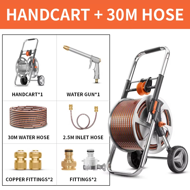 

Hose Reel Cart Garden Hose Cart Wheeled Mobile Tool Heavy-Duty Powder-Coated Steel Outdoor Gardening Cart