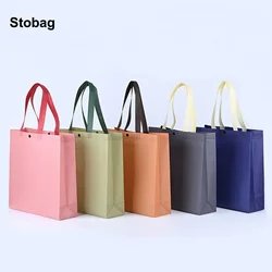 StoBag 25pcs Non-woven Tote Bags Shopping Shoulder Fabric Eco Woman Storage Reusable Portable Pouches Custom Logo(Extra Fee)