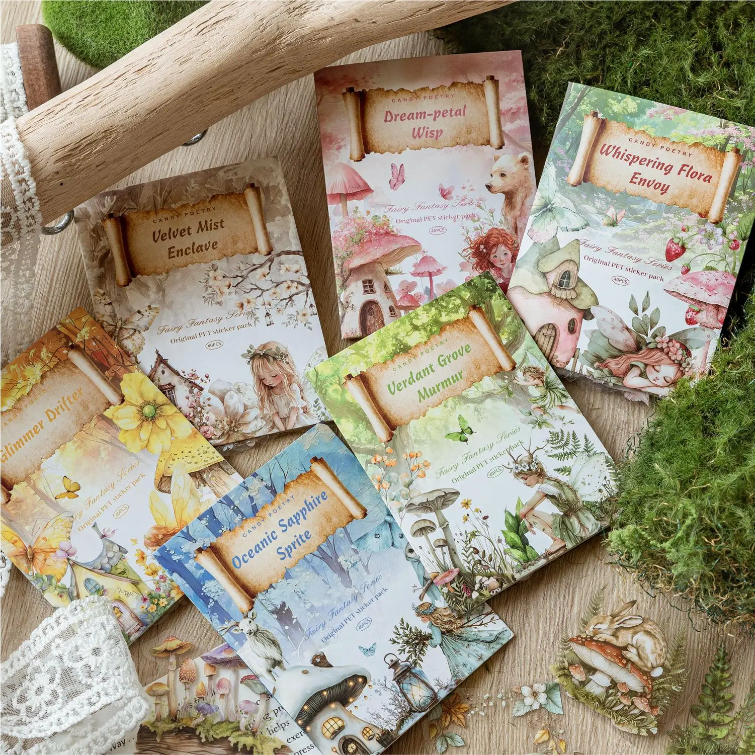 6packs/1lot Kawaii Scrapbook Stickers Elf Fantasy Junk Journal Gold Planner Stationery Planner Decorative