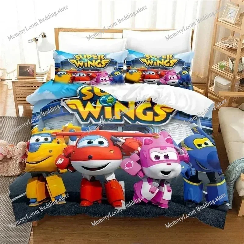 Super Cartoon Wings Bedding Set,Duvet Cover Comforter Bed Set Quilt Cover Pillowcase,King Queen Twin Size Boys Girls Adults