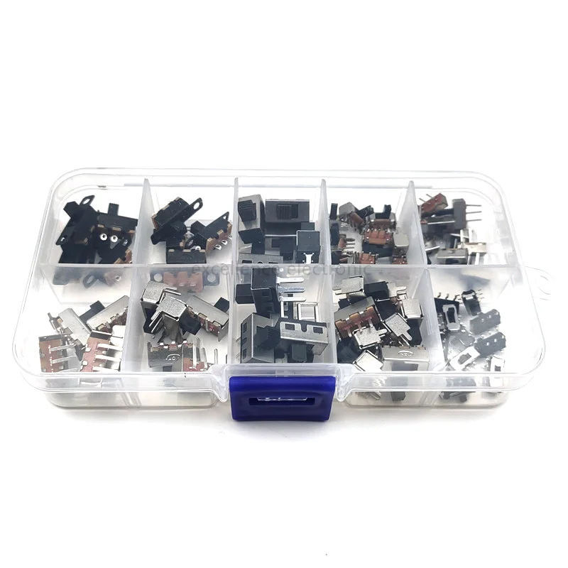 70pcs/box Micro Toggle Switch Mini Slide Switch Interruptor On-Off Mini Slide Switch PCB Mount Diy Small Electronic Switch