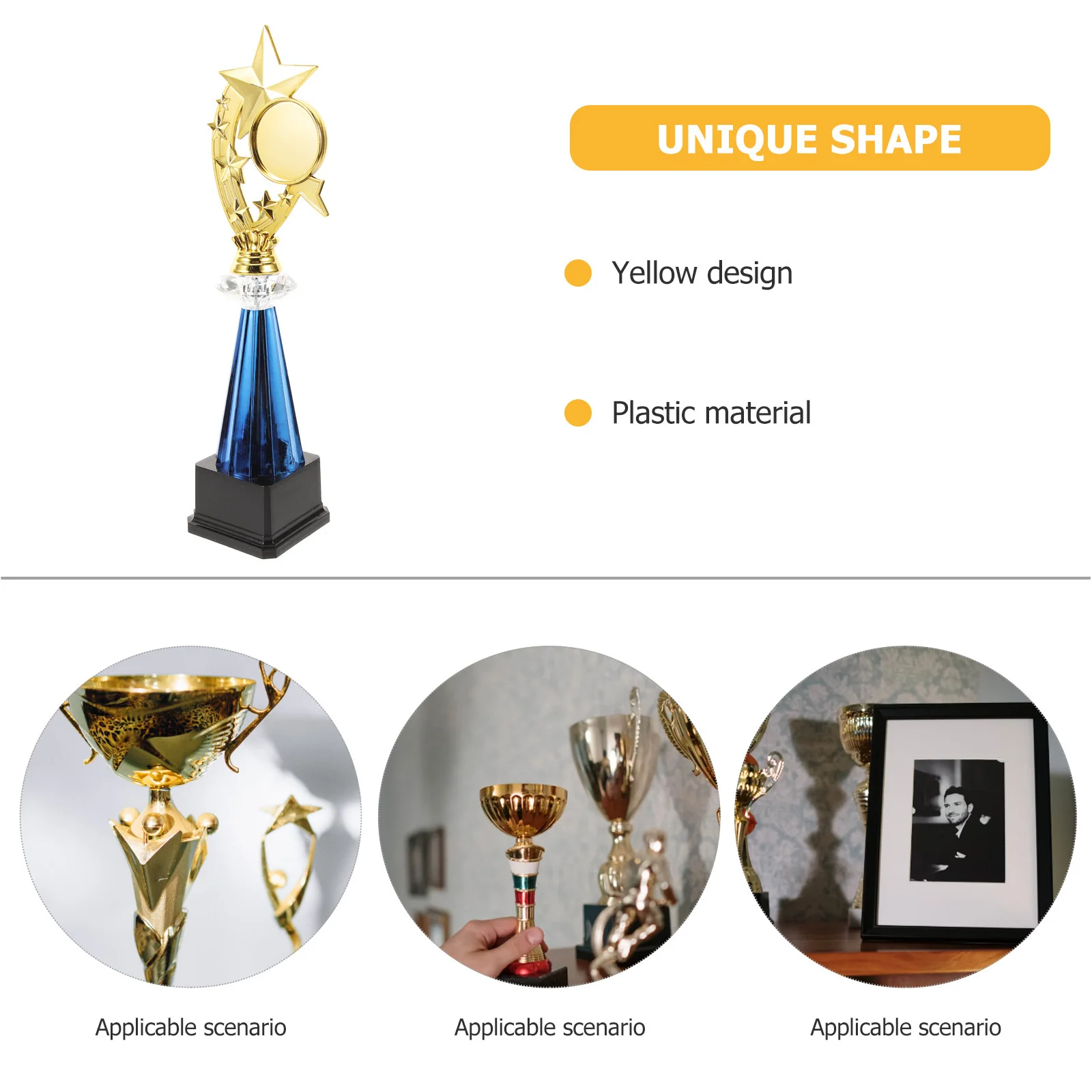 

Pentagram Shaped Trophy Cup Durable Plastic Party Competition Award Ceremony Decor Classroom Rewards DIY Nameplate Base