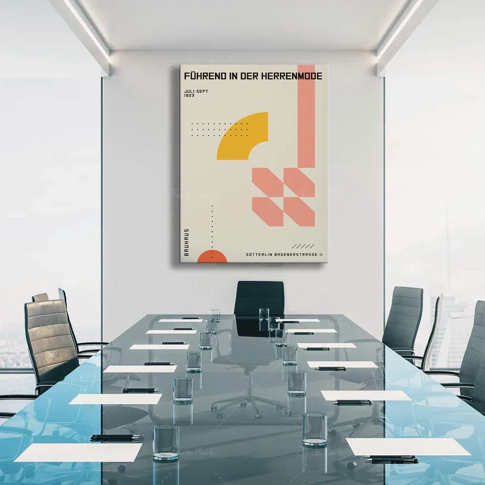 Canvas Printed Pictures Wall Art Bauhaus Exhibition Poster Vintage Bauhaus Design Print Minimalist Artwork Module Living Room
