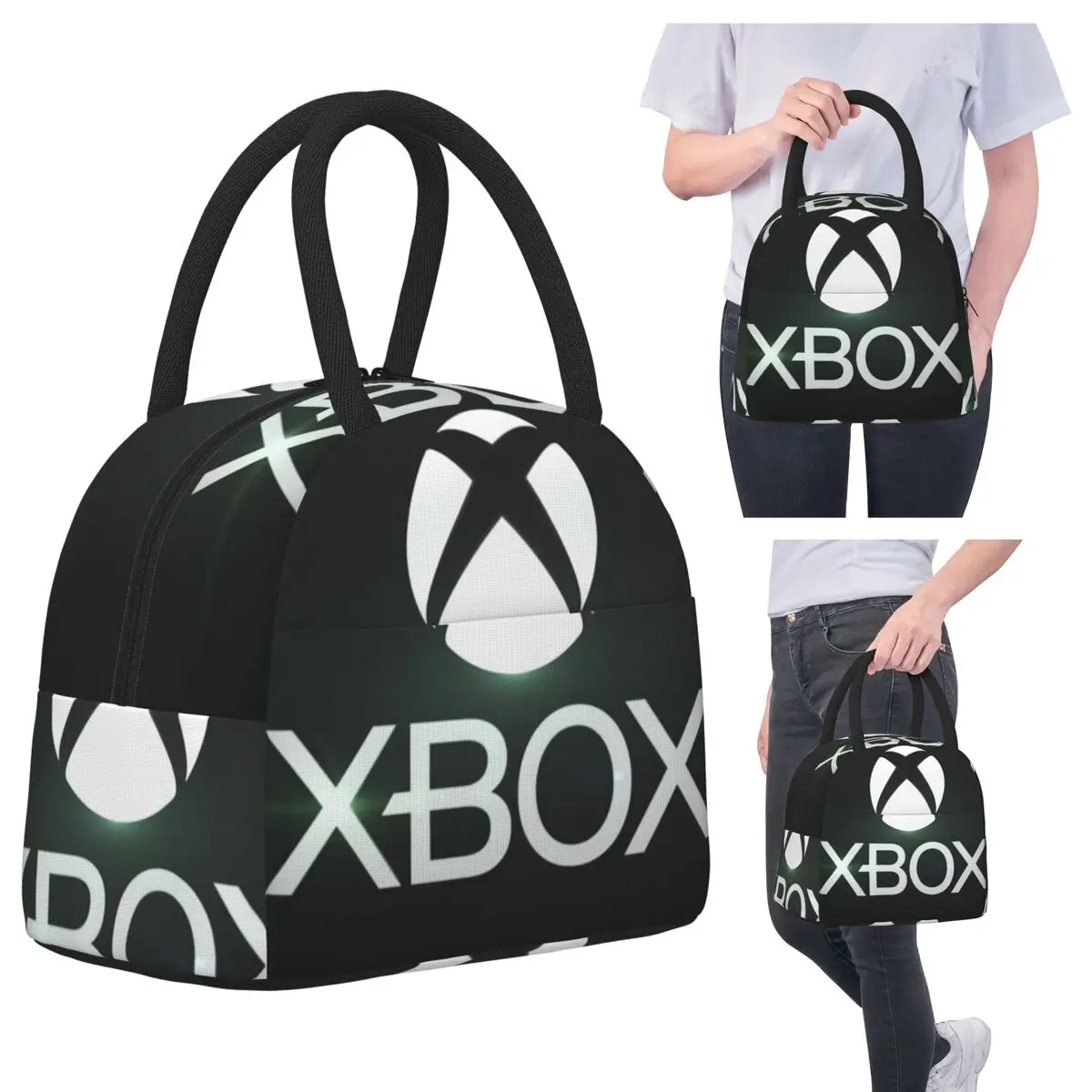 

Green Xbox Logo Lunch Bags Insulated Bento Box Waterproof Lunch Tote Leakproof Picnic Bags Thermal Bag for Woman Children Office