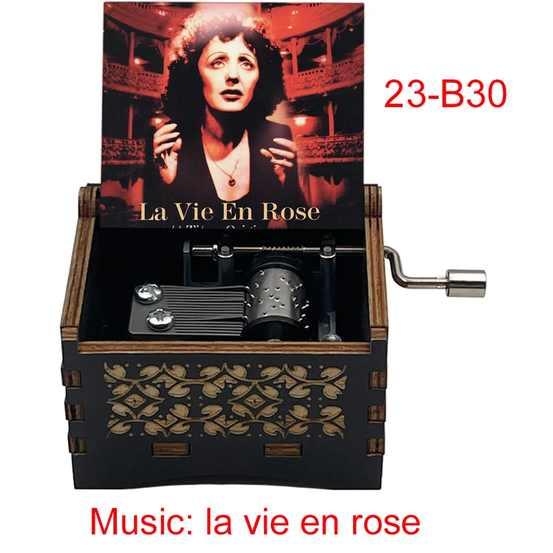 Hand  Edith Piaf print France La Vie En Rose Wooden Music Box Musical Theme Song Caixa De Musica Party Casket large stock