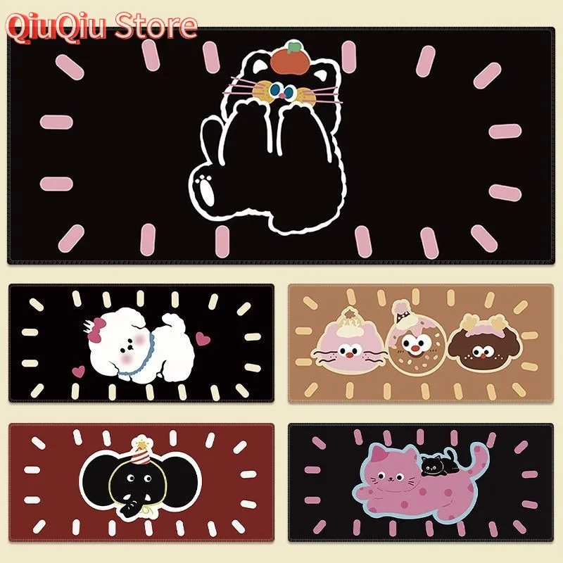 MousePad Oversized Girl Simple High-End Thickened Desk Pad Computer Desk Pad Striped Cute Cartoon Puppy Foldable & Scratch-Proof