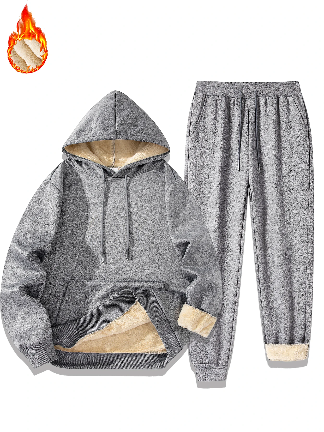 Uomo Autunno Inverno Tuta casual Tinta unita Felpa con cappuccio + pantaloni Set da 2 pezzi Moda Sport quotidiano Felpe semplici Pantaloni sportivi Tuta