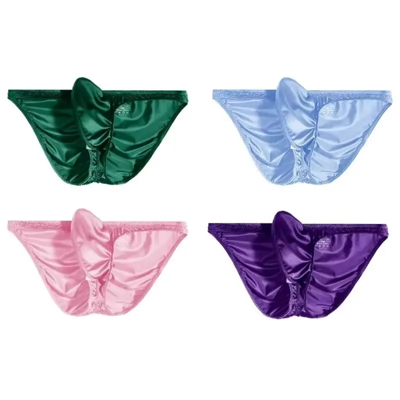 Fashion Underwear men's Green Pink briefs personalized Shining underwear man party Underwear