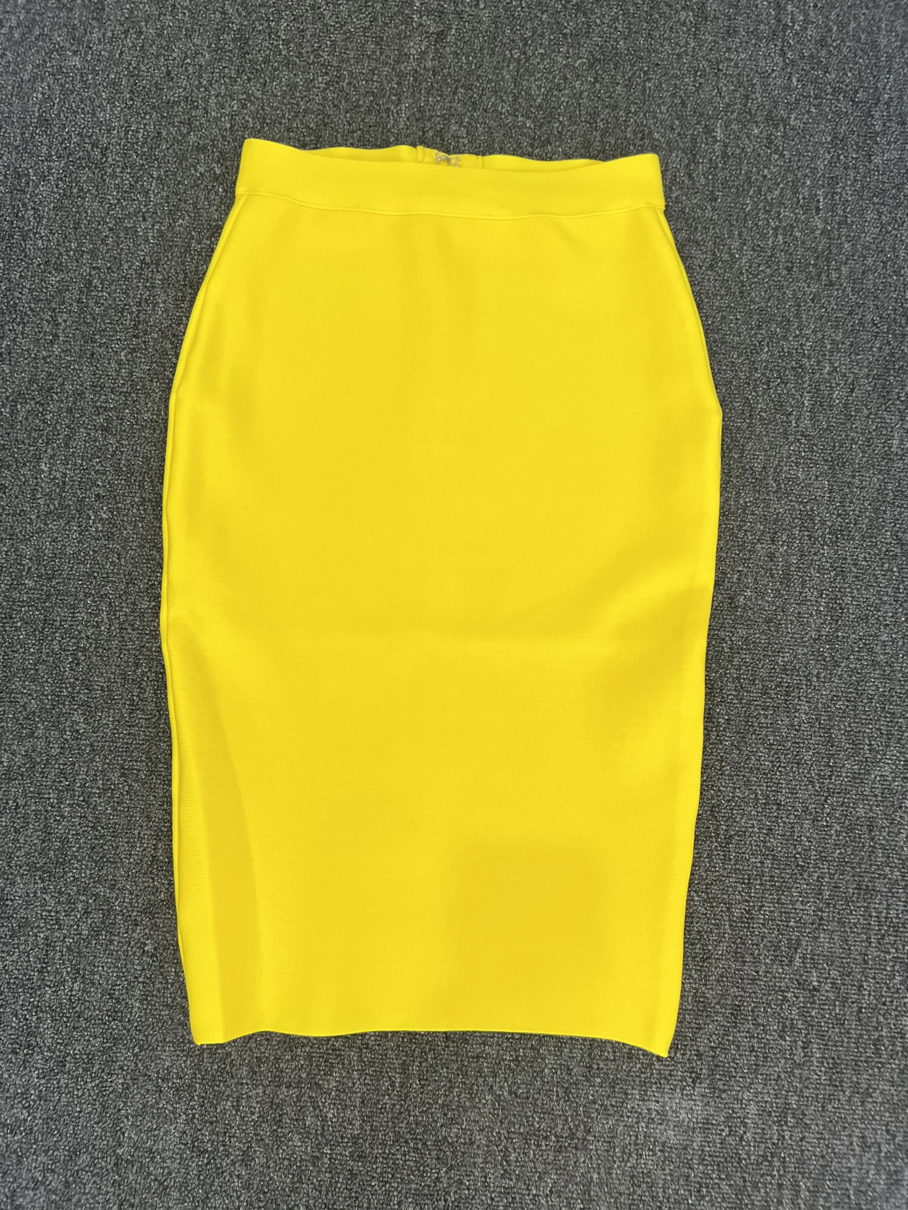 2024 Women 60CM Knee Length Stretch Bandage Skirts Candy Color Bodycon Pencil Skirt Ladies Elegant Office Business Formal XL XXL