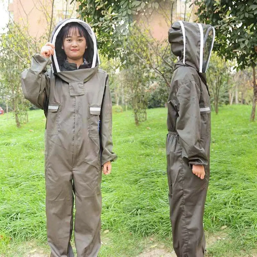Anti Bee Protective Coverall Full Body Beekeeping Suit With Veil Breathable Gear For Gardening Farm Works