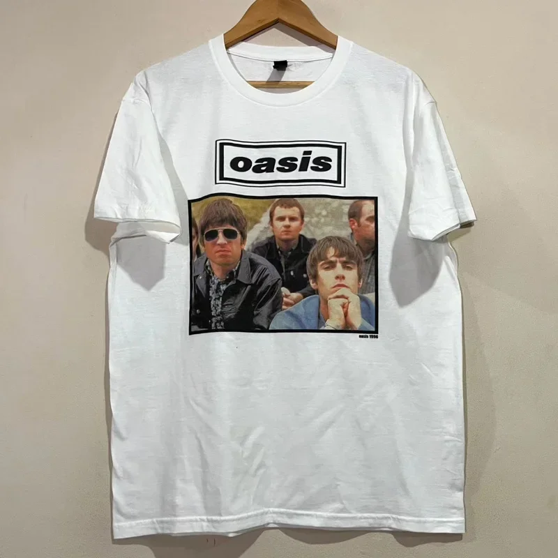 Cotton High Quality Harajuku Oasis Band Rock T-Shirt Retro Punk Short Sleeve Men's and Girls Cotton Summer Short Sleeve