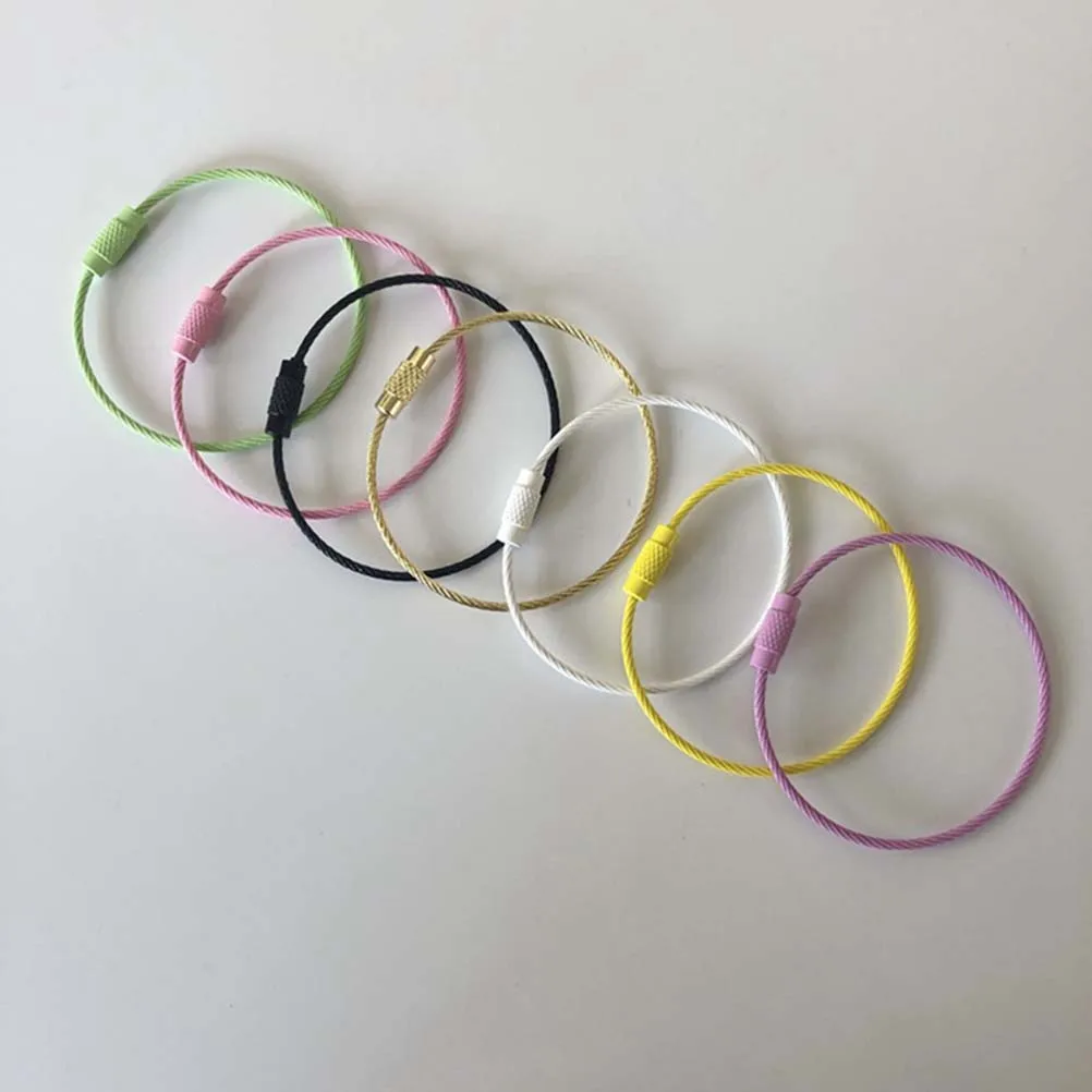 

10pcs Stainless Steel Wire Keychains Heavy Duty Key Ring Rings Durable Strong Practical Use Luggage Tag ID Holder