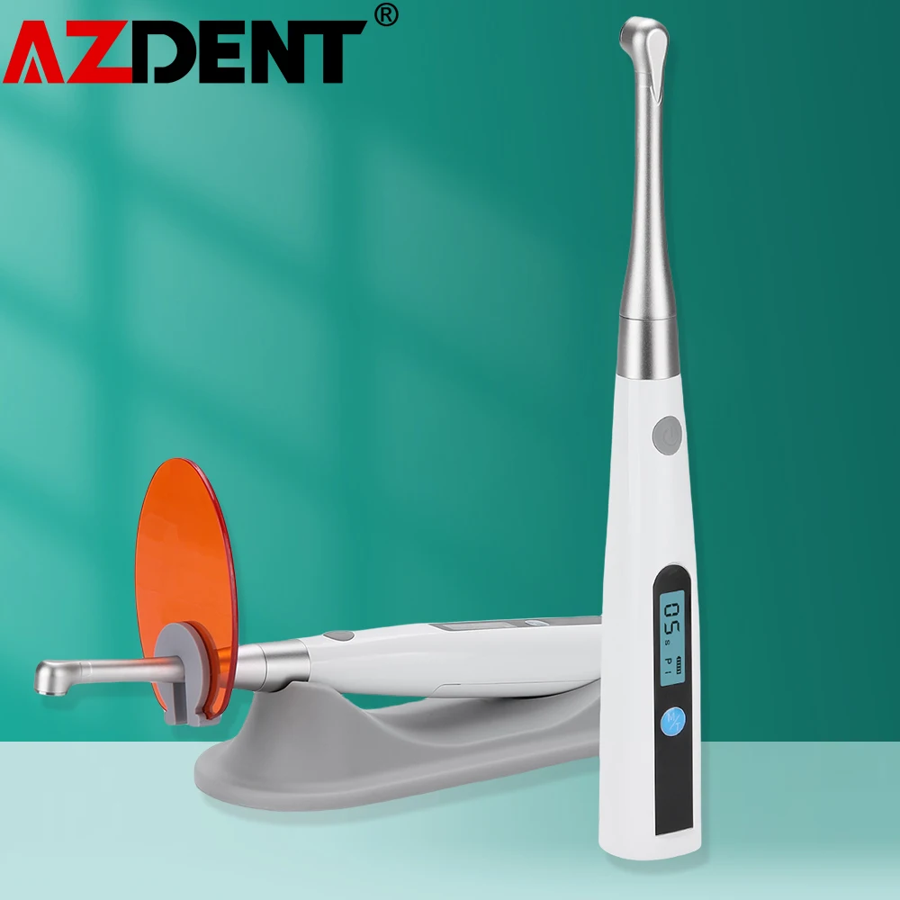 AZDENT Dental LED Curing Light Lamp 1 Second Cure 2mm Resin 1200-1400mw/cm² Cordless Metal Head 3 Models Adjustable Dentist Tool