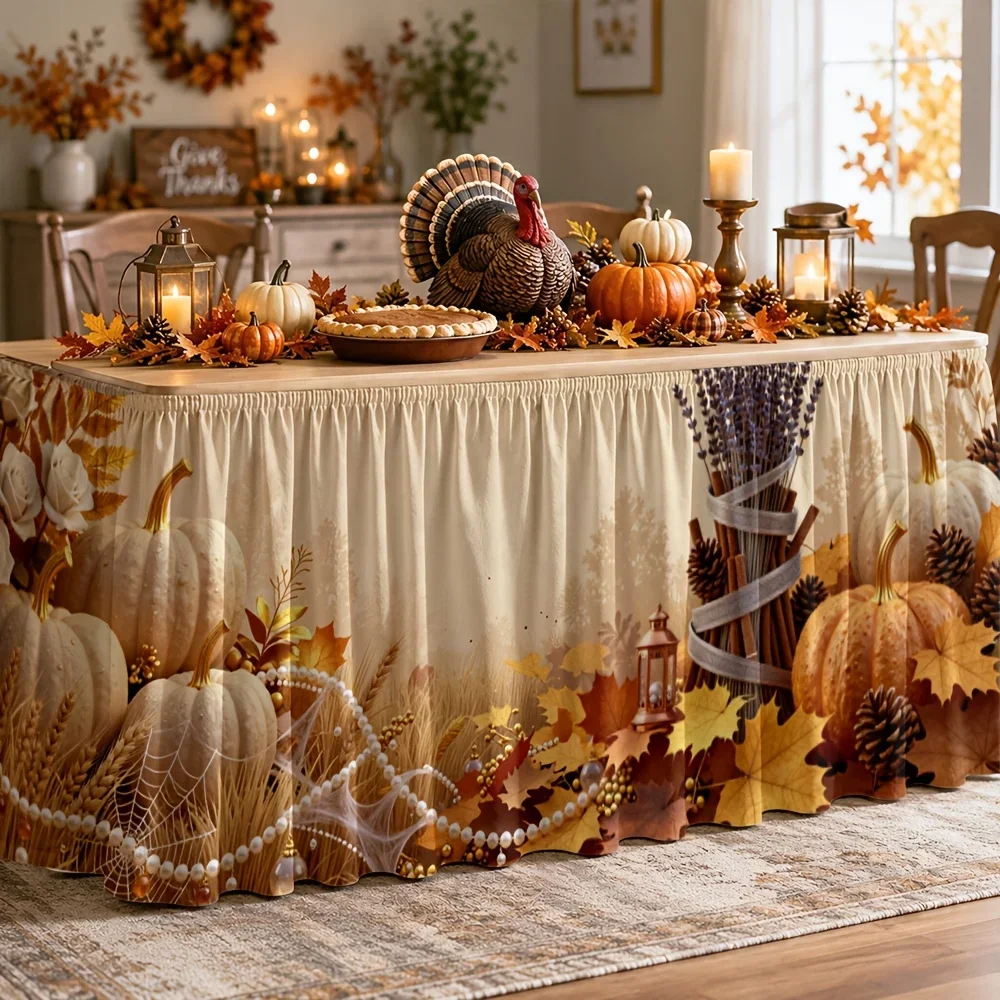 1 piece of tablecloth. Autumn harvest tablecloth.Printed polyester.Country style.Comfortable and warm. Elegant. Farmhouse style.